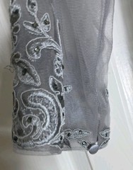 Elizabeth K GLS Womens Dress Formal Long Maxi Gown Gray Sz M Chiffon Beaded