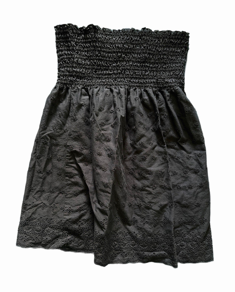 Juicy Couture Black Strapless Smocked Cotton Pullover Size S