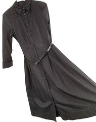 NWT Talbots Black & White Dot Belted Shirt Dress Size 4 Cotton/Spandex Career