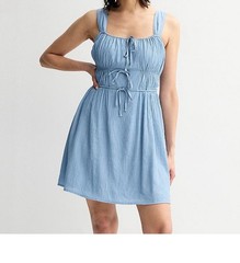Pink Republic Junior Size XL Short Front Tie Dress Light Blue NWT