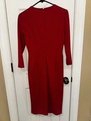 Calvin Klein Red Long Sleeve Side Zipper Ruched Sheath Dress Size 6