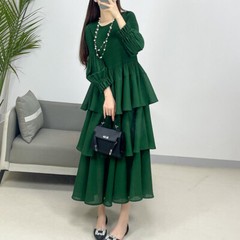 Wrinkle 2024 Summer Thin Cake Skirt Dress Women Slim Fit Slimming Dress