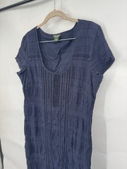 Eddie Bauer Mini Dress Women 12 Navy Blue Lightweight Textured Breathable