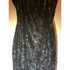 VINTAGE CACHE Black Sequin Cutout Sheath Dress Party Cocktail Occasion Size XS