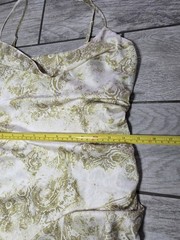 Garage Assimetrical Cowl Neck Satin Ruched Mini Dress Small Slip Floral Club