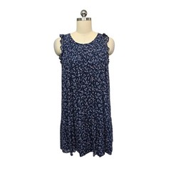 Joie Navy Floral Ruffle Sleeve Keyhole Neck Dress Womens Size XS Silk Summer