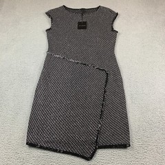 St. John Dress Womens 10 Rayon Black Gray Knit Sleeveless Sheath MRSP $1195 NEW
