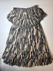 Muche Et Muchette Womens Strapless Smocked Camouflage Green O/S Dress