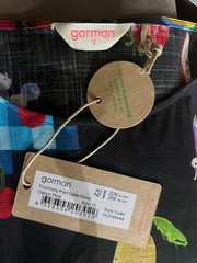 GORMAN black multi fruit printed SADIE DRESS, size 12, pre-loved perfect $180