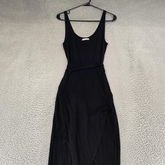 Reformation Tulip Tank Dress Womens S Black Wrap Jersey Scoop Neck Tie Waist