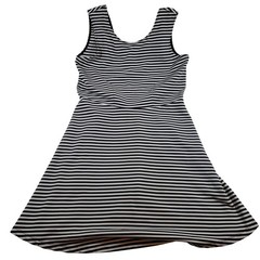 George Black White Striped Sleeveless Fit Flare Dress Size M 8 10 Casual
