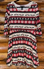 Christmas Reindeer & Snowflakes Dress by Just One Women’s Size Large