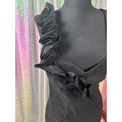 JFW Just For Wraps Black Ruffle Cocktail Dress Sheath V-Neck NW940M0371 Size 12