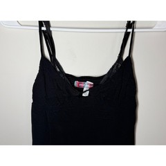 Urban Outfitters Black Lace Trim Midi Slip Dress Double Strap Side Slit