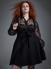 Torrid Nightfall Corset Pinafore Deep Black Size 1X NWT