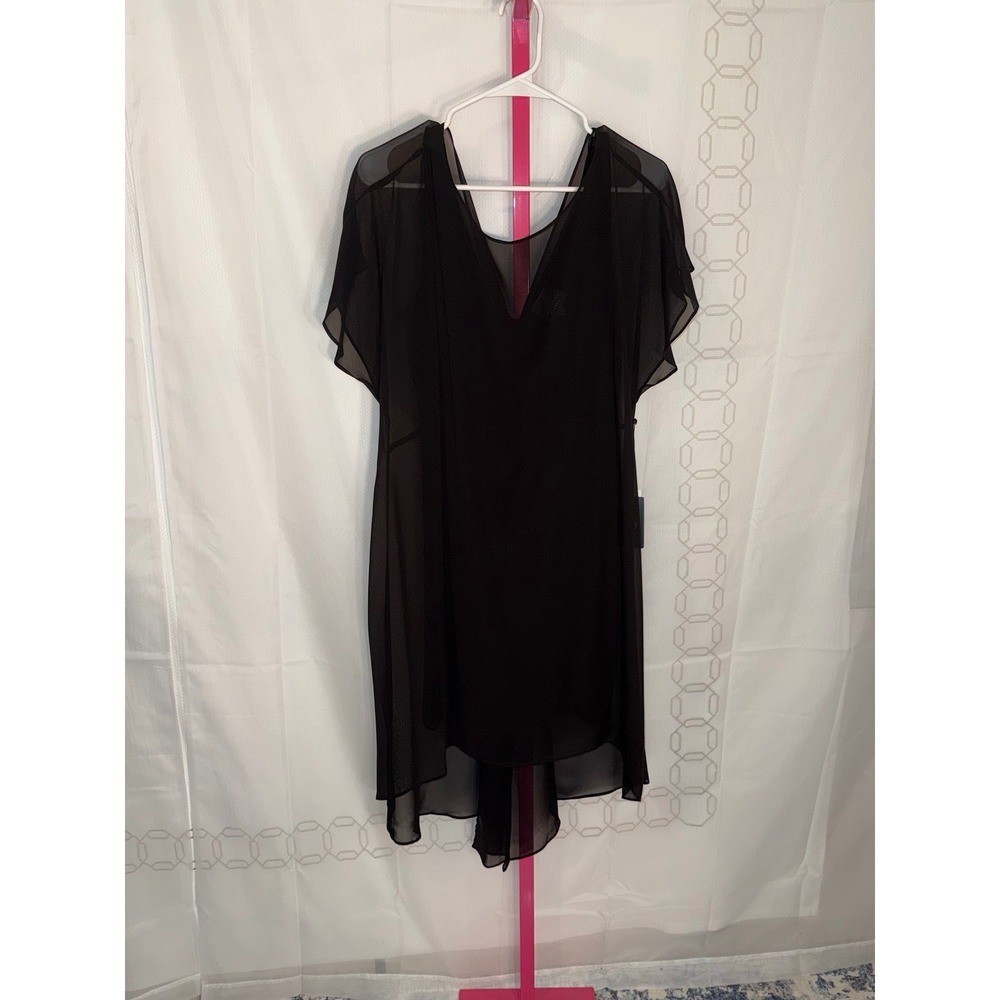 Adrianna Papell Black Chiffon Overlay Draped Dress Style ID 10103031 Size M