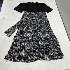 Black & White Dot Stripe Short Sleeve Belted Maxi Dress Women&rsquo;s Size XXL NEW
