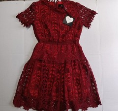 Mag Lifestyle Guipure Sleeve Dress Size M Fit & Flare Party Cocktail