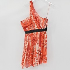 CYNTHIA STEFFE Silk One Shoulder Mini Dress Size 4 Burnt Orange Sultry Exotic