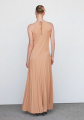 NWT MANGO MNG COFFEE PLEATED PANEL MAXI DRESS SZ S US 4