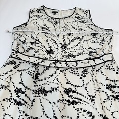 Talbots White Black Floral Flounce Hem Chiffon Sleeveless Dress Size 16