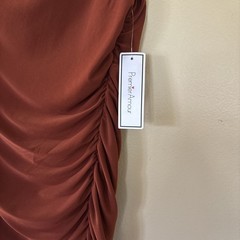 Premier Armour Size 14 Rust BodyCon Dress High Cowl Neckline Side Slit NEW w/Tag