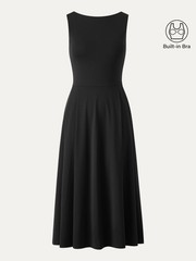 OGL Boatneck Bamboo Ponte Bra Midi Dress with Pockets