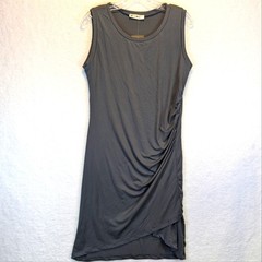 Doubleju Gray Sleeveless Stretchy Close-Fit Maternity Dress with Ruched Side