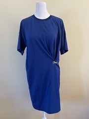 Rag & Bone Mitchell Blue Hook Loop Ruched Side Dress Stretch Minimalist Career S