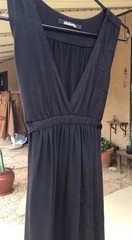 Billabong Black Deep V Neck Dress with Tie At Waist Size Small Boho Chic