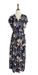 Halogen Women&rsquo;s Black Floral V-Neck Maxi Dress Size M