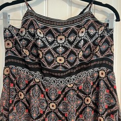 Melrose and Market Colorful Patterned Cross Back Spaghetti Strap Dress. Size L.