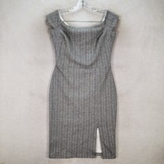 Ali Jay Womens Dress Size S Gray Stretch Textured Slit Wont Be Silenced Sheath