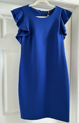 NWT $99 Tommy Hilfiger Scuba Sheath Dress Flutter Sleeves 12 Hidden Back Zipper