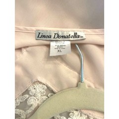 Linea Donatella Semi Sheer Pink Maxi Slip Dress Lace Asymmetrical Hem Fairy XL