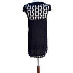 Bloom Black Mesh Geometric Bow Front Cap Sleeve Mini Dress Medium Goth Babydoll