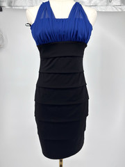 Sweet Storm Dress Black & Blue Halter Bodycon Sexy Party Cocktail Dress Sz: S