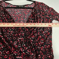Lily Women’s Black Red Hearts 3/4 Sleeve Fit & Flare Knee Length Dress Medium