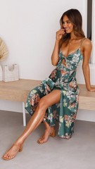 Billy J Dreamers Floral Midi Dress Size 4 US/8 AU Tie Bust Fairycore Resort NWT
