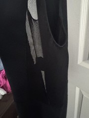 EDUN Black F High Side Slit Casual Long Maxi Dress Sheer Front Detail Size S
