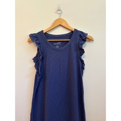 Thread & Supply Cotton Ruffle Sleeve Midi Dress in Purple | Size Medium