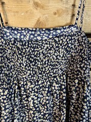 SHEIN Navy Blue Daisy Floral Print Spaghetti Strap Wrap Dress with Side Tie