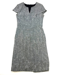 Banana Republic Sheath Dress Women 2 Black/White Textured Tweed Lined Blue Chic