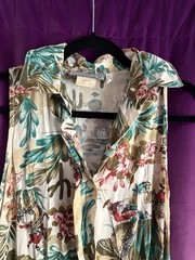 Carol Anderson California Collared Sleeveless Button Floral Bird Midi Dress 7/8