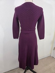 Eliza J Purple 3/4 Sleeves Crewneck Tie Waist Fit & Flare Sweater Dress, size XS