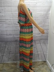 Y2K Red Camel Maxi Dress XS Spaghetti Strap Open Back Multicolor New $46.00