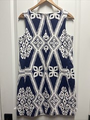 Tori Richard Navy and White Adele Shift Dress Size 8 POCKETS Excellent Condition