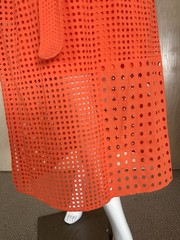 AKRIS PUNTO Eyelet Embroidered Patchwork Orange Midi Dress $1290 Size 12