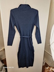 NWT FORTUNE + IVY Morgana Collared Ribbed Dress Navy Blue Petites SP