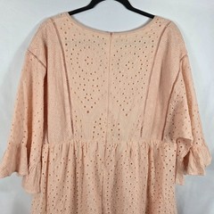 Petallush Pink Short Sleeve Eyelet Dress Women&rsquo;s Size 2XL Modest Peasant Style